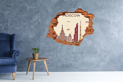 Nálepka 3D diera betón Moskva budovy