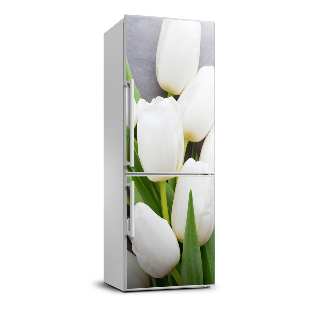 Nálepka fototapeta chladnička Biele tulipány