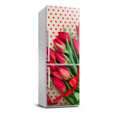 Foto nálepka na chladničku Červené tulipány