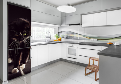 Foto nálepka na chladničku stenu Čierna mačka
