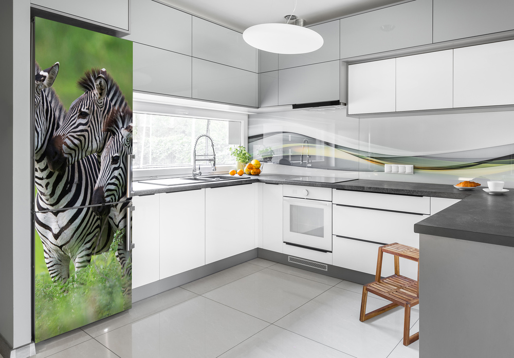 Foto nálepka na chladničku stenu Tri zebry