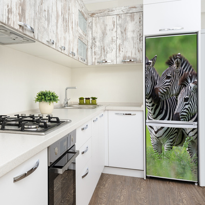 Foto nálepka na chladničku stenu Tri zebry