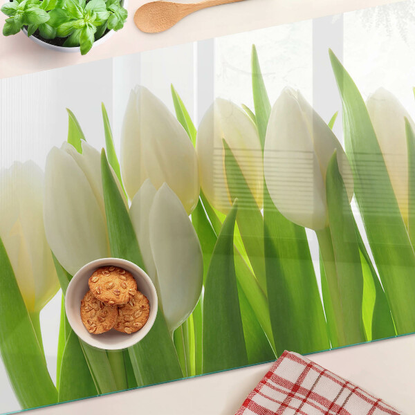 Doska na krájanie Tulipány na pozadí zelených listov