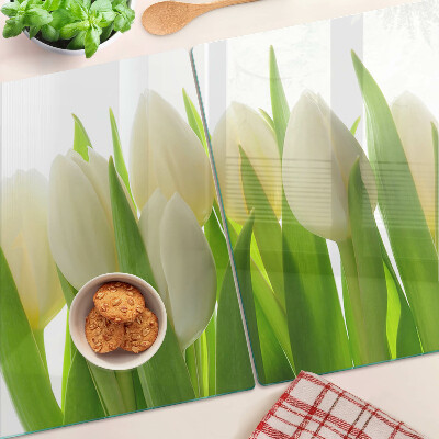 Doska na krájanie Tulipány na pozadí zelených listov
