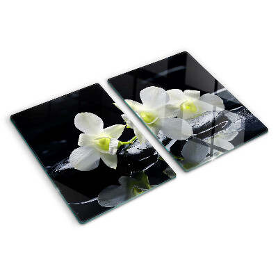 Sklenená doska na krájanie Orchidey na čiernom pozadí