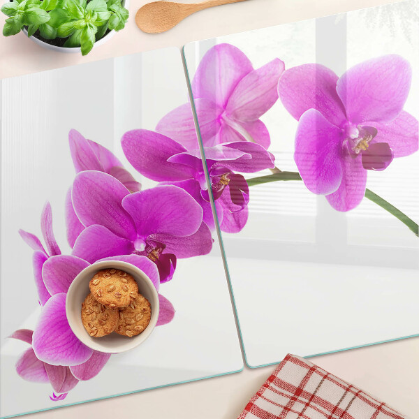 Sklenená doska na krájanie Kvety orchideí v odtieňoch ružovej