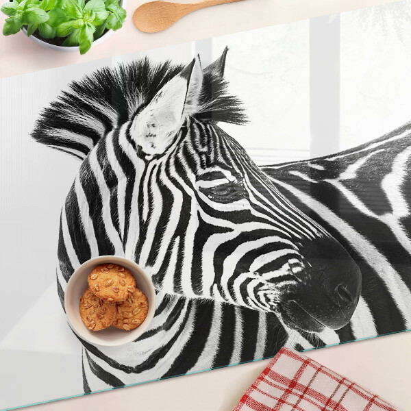 Sklenená doska na krájanie Zebra s čiernymi a bielymi pruhmi