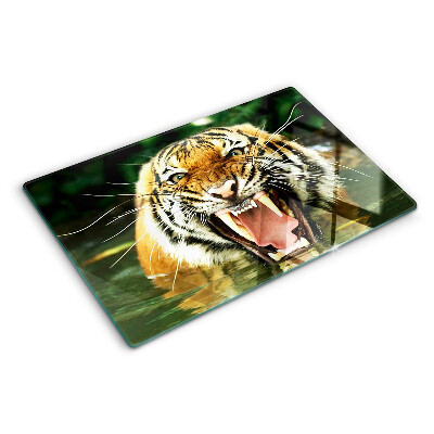 Sklenená doska na krájanie Tiger v útoku