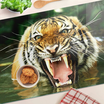 Sklenená doska na krájanie Tiger v útoku
