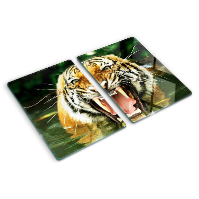 Sklenená doska na krájanie Tiger v útoku