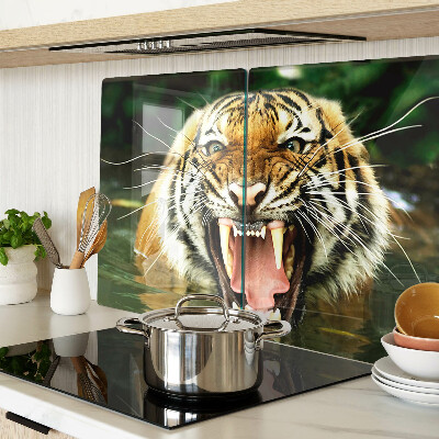 Sklenená doska na krájanie Tiger v útoku