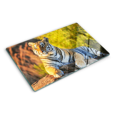 Sklenená doska na krájanie Tiger na pozadí prírody