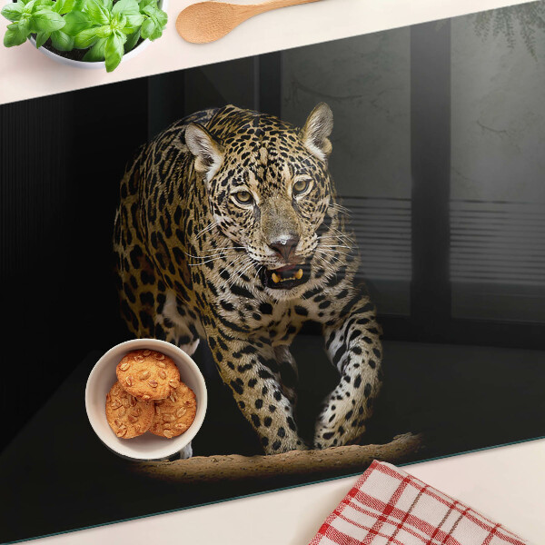 Sklenená doska na krájanie Leopard v pohybe
