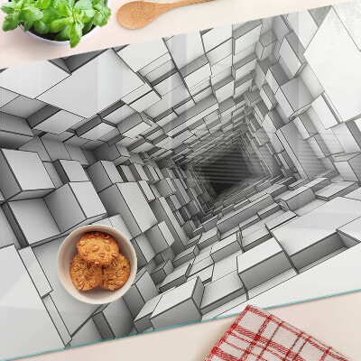 Sklenená doska na krájanie 3D kockové bludisko