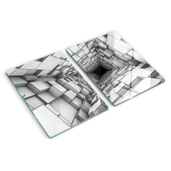 Sklenená doska na krájanie 3D kockové bludisko