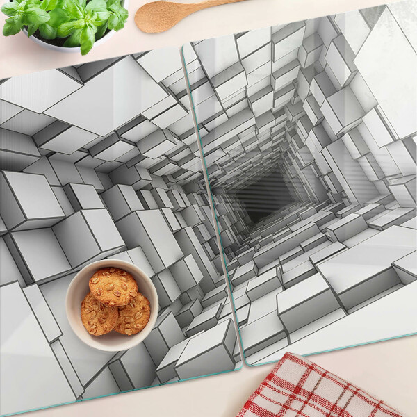 Sklenená doska na krájanie 3D kockové bludisko