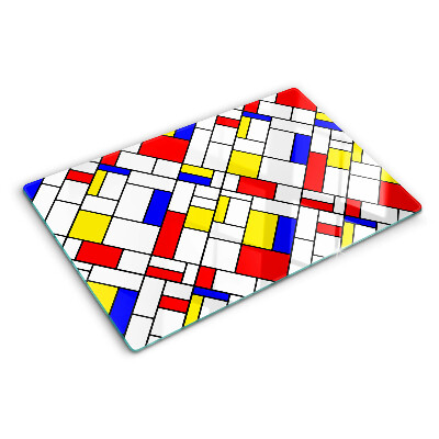 Sklenená doska na krájanie Geometria v štýle Mondriana