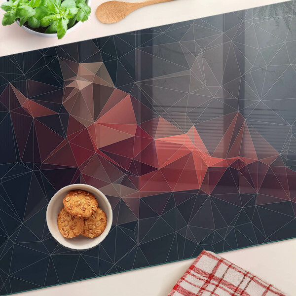 Sklenená doska na krájanie Abstraktná geometria v odtieňoch červenej