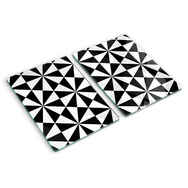 Sklenená doska na krájanie Geometrické trojuholníky v čiernej a bielej farbe