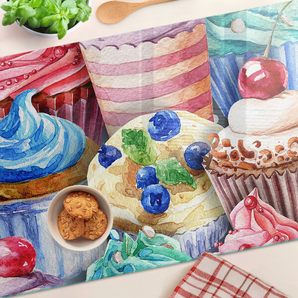 Doska na krájanie Cupcakes a farebné pečivo