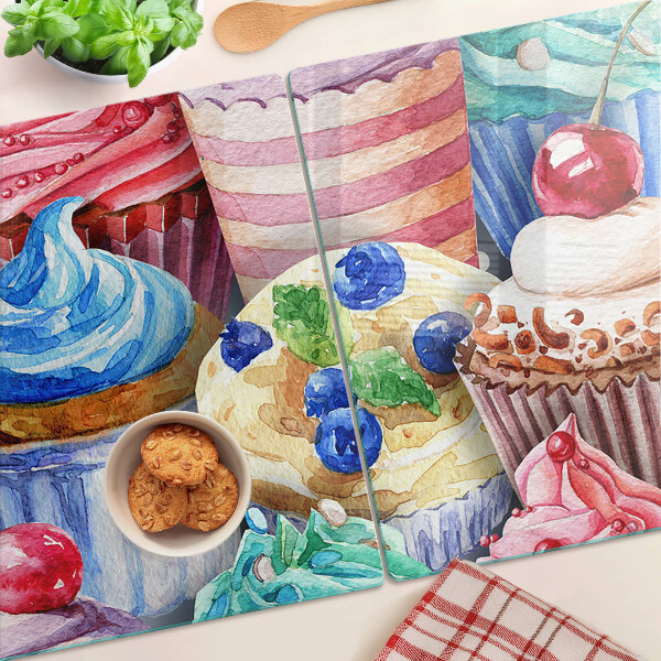 Doska na krájanie Cupcakes a farebné pečivo