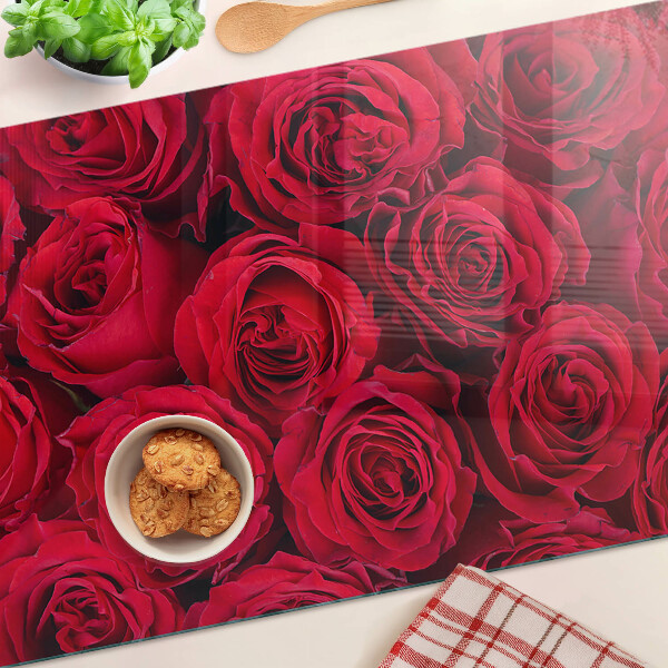 Sklenená doska na krájanie Červené ruže