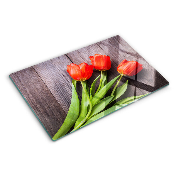 Doska na krájanie Tulipány na drevenom pozadí