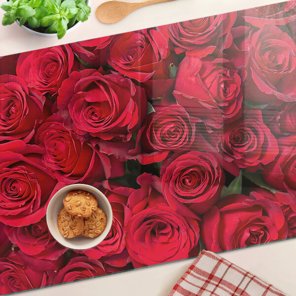 Sklenená doska na krájanie Červené ruže