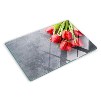 Doska na krájanie Tulipány na sivom pozadí