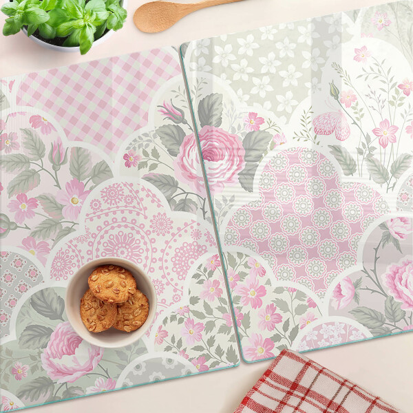 Sklenená doska na krájanie Kvetinový vzor v pastelových odtieňoch