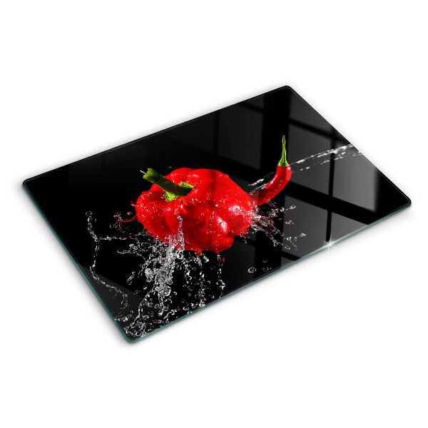 Sklenená doska na krájanie Červená paprika vo vode