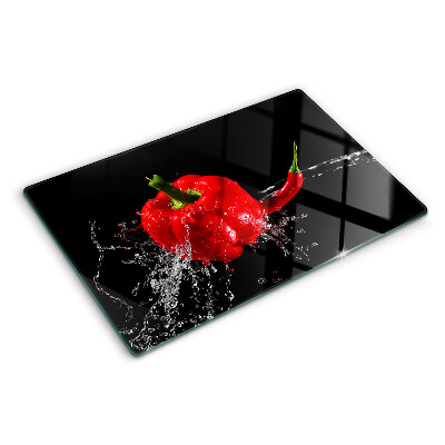 Sklenená doska na krájanie Červená paprika vo vode