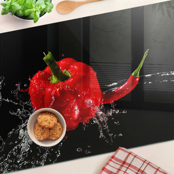 Sklenená doska na krájanie Červená paprika vo vode
