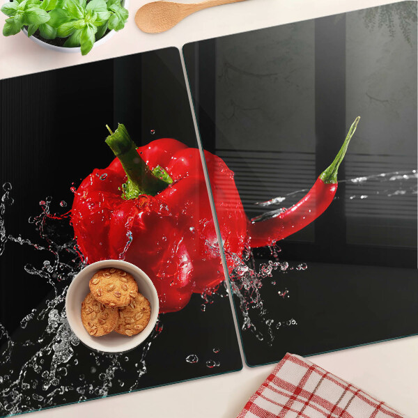 Sklenená doska na krájanie Červená paprika vo vode