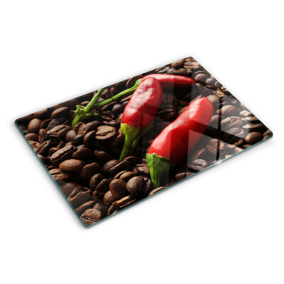 Sklenená doska na krájanie Káva a chilli papričky