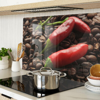 Sklenená doska na krájanie Káva a chilli papričky