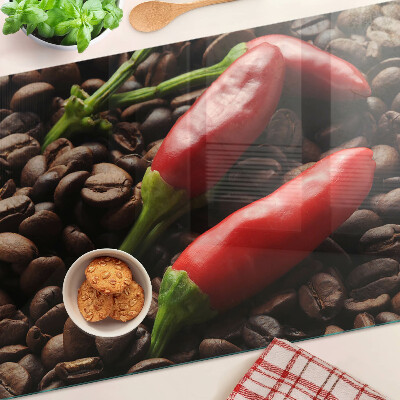 Sklenená doska na krájanie Káva a chilli papričky