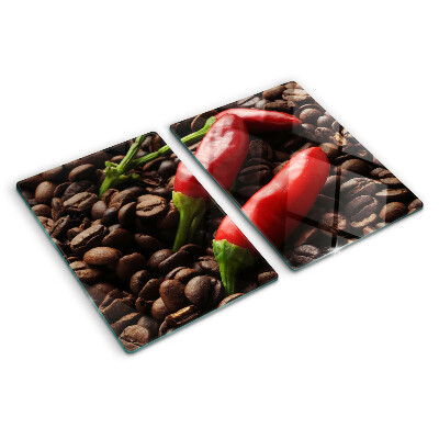 Sklenená doska na krájanie Káva a chilli papričky