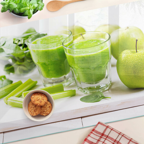 Sklenená doska na krájanie Zelené smoothie s čerstvými ingredienciami