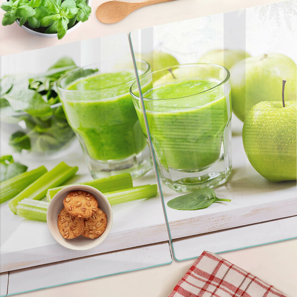 Sklenená doska na krájanie Zelené smoothie s čerstvými ingredienciami