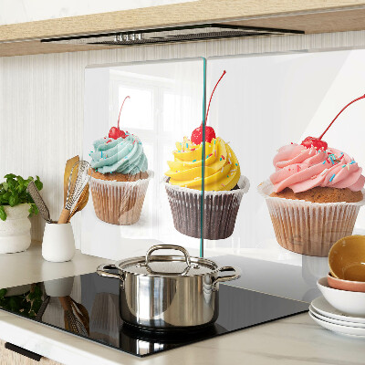 Sklenená doska na krájanie Cupcake so šľahačkou a čerešňami