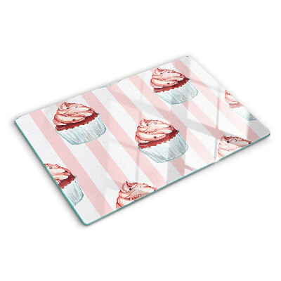 Sklenená doska na krájanie Cupcakes s ružovými pruhmi