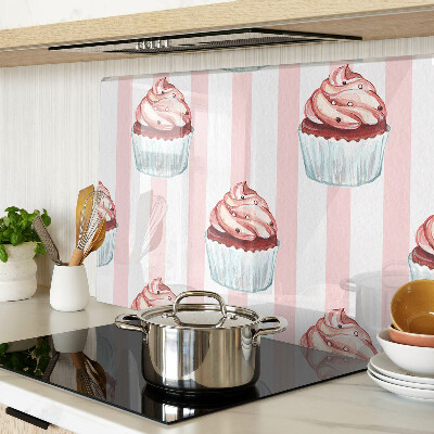 Sklenená doska na krájanie Cupcakes s ružovými pruhmi
