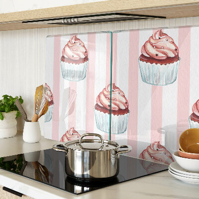 Sklenená doska na krájanie Cupcakes s ružovými pruhmi