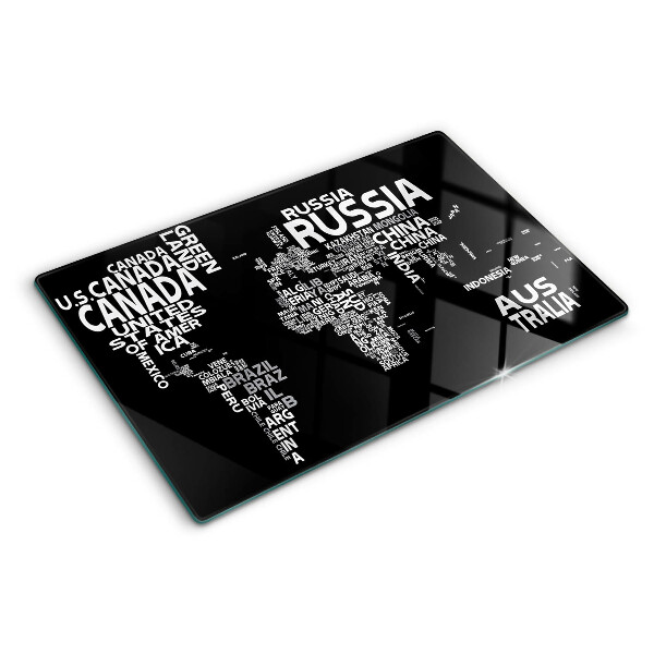Doska na krájanie Mapa sveta s názvami krajín