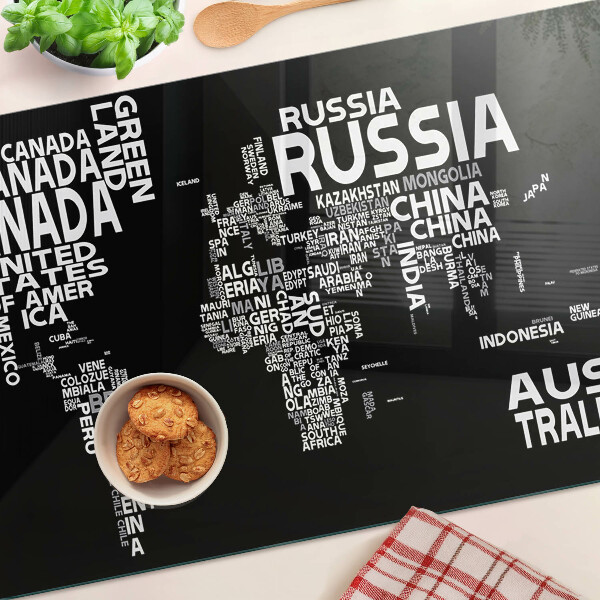 Doska na krájanie Mapa sveta s názvami krajín