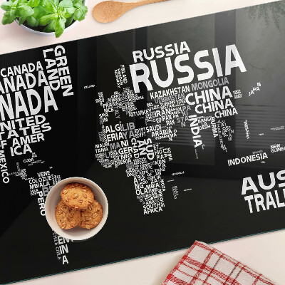 Doska na krájanie Mapa sveta s názvami krajín