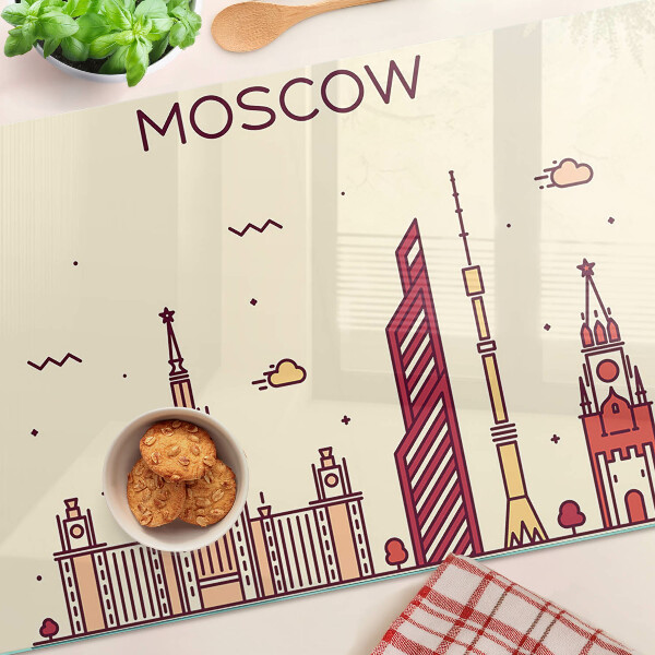 Sklenená doska na krájanie Ilustrácia panorámy Moskvy