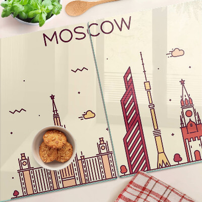 Sklenená doska na krájanie Ilustrácia panorámy Moskvy