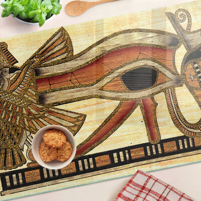 Sklenená doska na krájanie motív egyptských hieroglyfov
